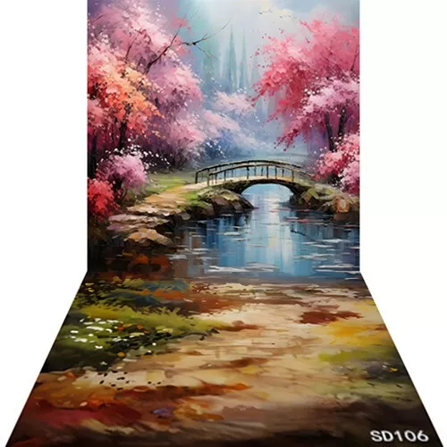 10'x20' CP Stream Bridge Tree Scenic Microfiber Fabric background backdrop SD106