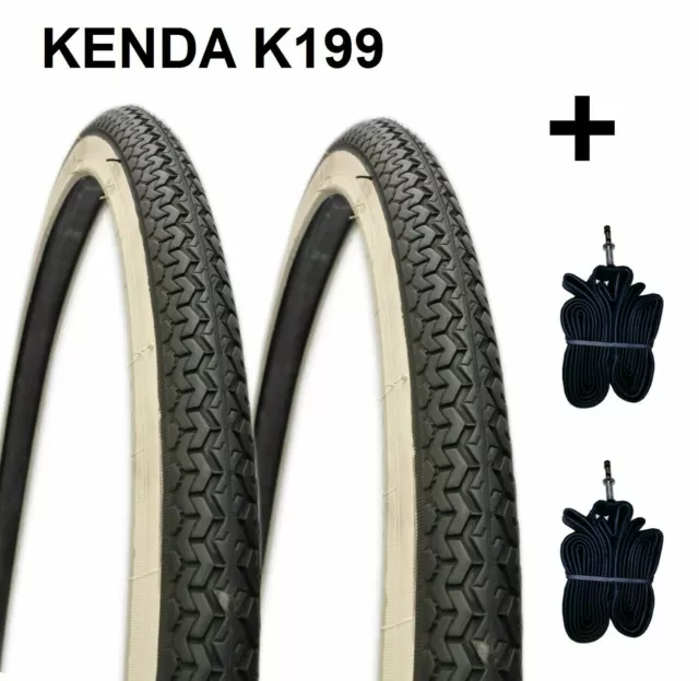 2 Copertoni KENDA 24X1.75  K199 BIANCO/NERO Bici 24 olanda Graziella + 2 CAMERE