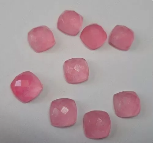 50 piezas Gran lote natural rosa jade 5 mm cushion checker cortar piedra preciosa suelta 2