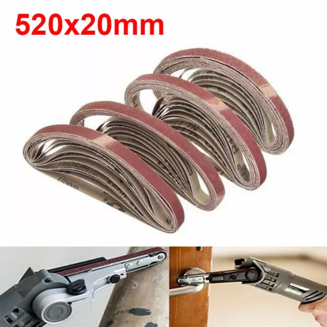 5/10PCS 520x20mm Sanding Belts Aluminum Oxide Sander Abrasive Belt 40~400 Grit