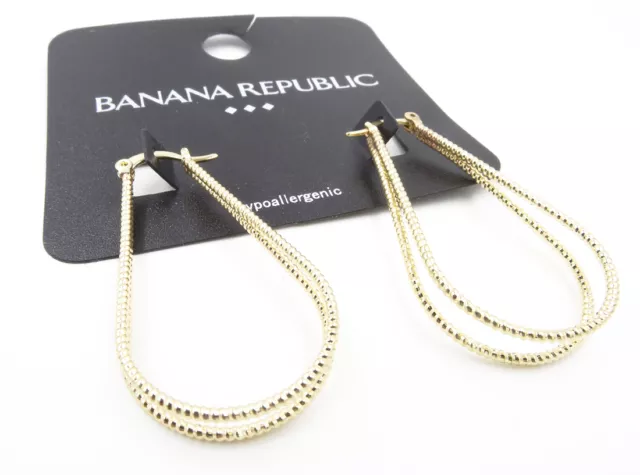 New Pair of Beautiful Gold Tone Double Row Earrings from Banana Republic #BRE64