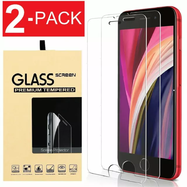 2-Pack Clear 9H Tempered Glass Screen Protector Film For iPhone SE 2020 4.7" x2