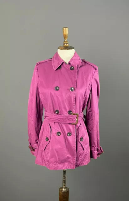 Ladies Weekend Max Mara Purple Cotton Double Breasted Belted Trench Coat Size 1