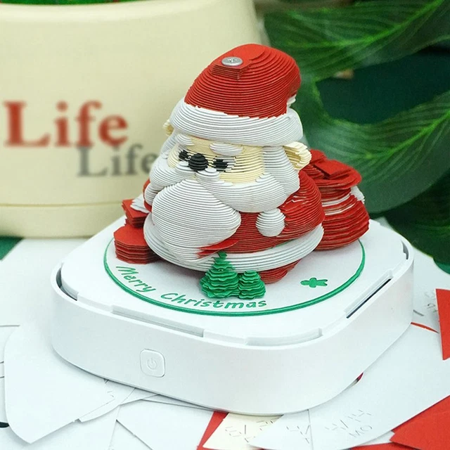 3D SANTA CLAUS Calendar Paper Carving Art Memo Pads Desk Calendar with ...