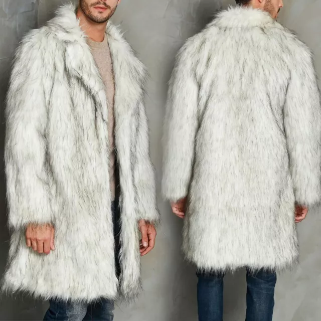 Sofisticati cappotti lunghi invernali in pelliccia sintetica da uomo giacca mani
