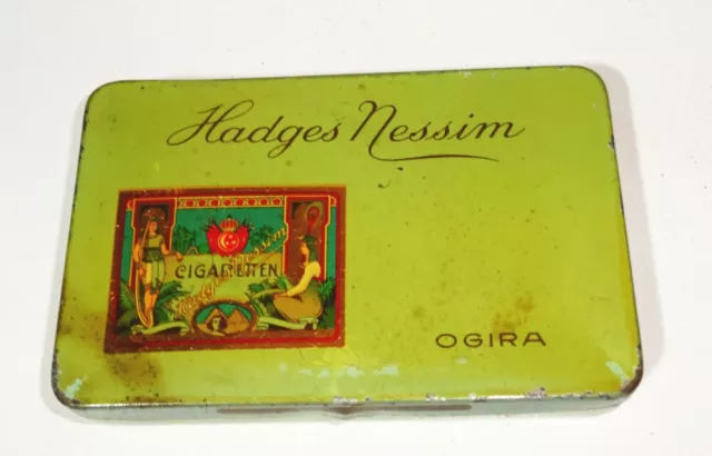 Antiguo Cajetilla de Cigarrillos Hadges Nessim Ogira para Cigarillos Caja Metal