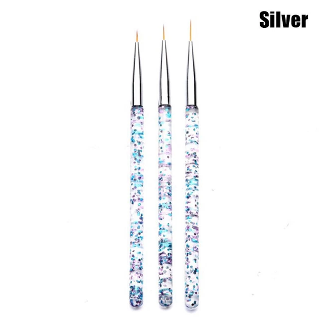 3Pcs Acrylic Stripe Nail Brush Set 3D Tips Manicure Ultra-thin Line Drawing P ba