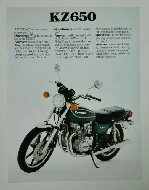 Kawasaki KZ 650 de 1980 USA Prospectus Catalogue Brochure Moto