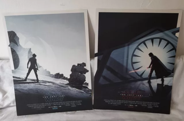 Star Wars The Last Jedi Poster X 2 A3 Card Limited Edition Odeon Kylo Ren Rey