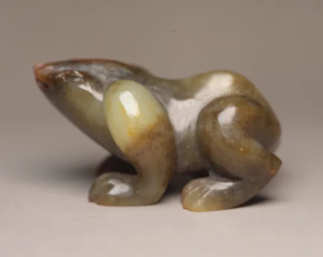 Collection Chinese Natural Hetian Jade Carved Exquisite Frog Statue Statuette