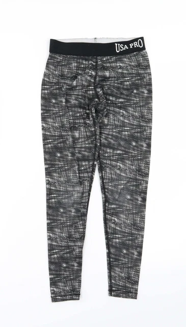 USA Pro Girls Grey Geometric Polyester Jogger Trousers Size 9-10 Years  Regular