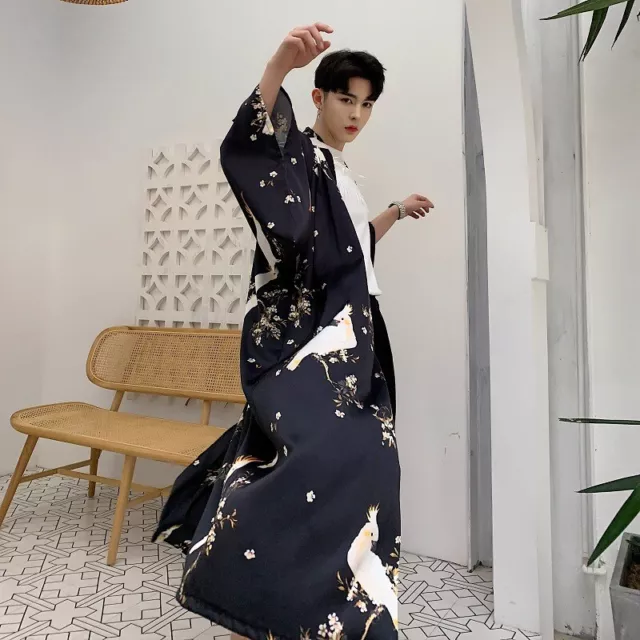 Unisex Kimono Cardigan Jacket Long Retro Outwear Coat Japanese Haori Yukata Top
