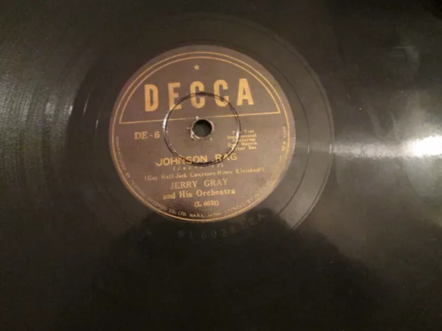 78 made in japan DECCA RECORDS JERRY GRAY FAREWELL BLUES/ JOHNSON RAG VG++