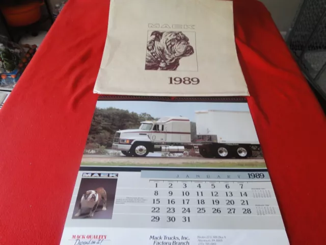 Vintage 1989 Mack Truck Calendar w Envelope 19 inches x 19 inches    DEALER GIFT