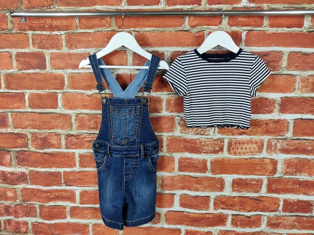 Maglietta Corta Denim Denim Breve Denim Bambina Età 4-5 Anni 4-5 Anni 110Cm