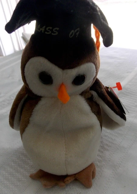 Ty Beanie Baby Wise Class Of 1998 Graduation Owl  P.E. Pellets W/Tags
