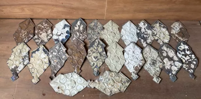 15 sq ft  Antique Tin Ceiling Pieces Shabby Tile Chic VTG Crafts 72-23A