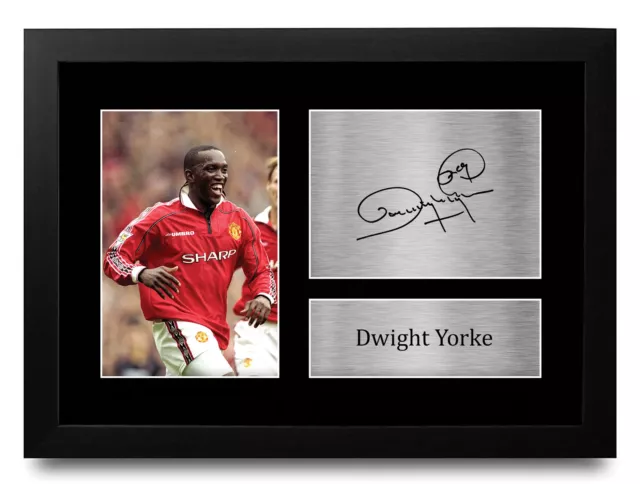 Regali tifosi di calcio Manchester Utd Dwight York Firmato Autografo Stampato Foto A4