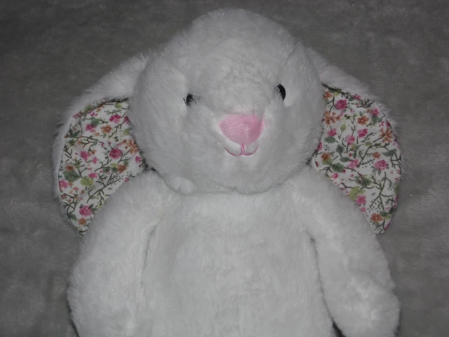 ASDA BUNNY SOFT toy Hapello white rabbit comforfter floral ears £14.95 ...