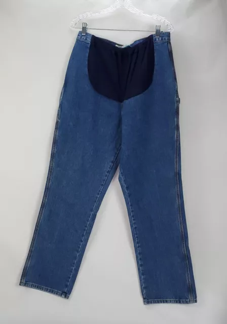 Womens Maternity  Jeans Large Blue Denim Cargo Tomorrows Mother Sport Pockets 3