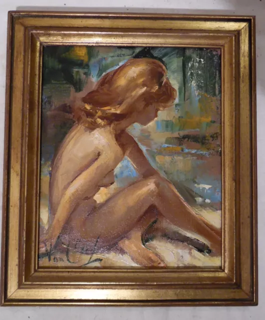 huile sur toile - nu féminin signé Robert VAN CLEEF - la chèvre d'or - p185