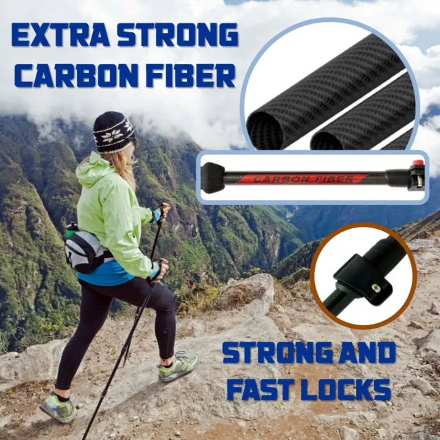 Coppia bastoncini trekking telescopici fibra carbonio. Ultraleggeri e resistenti 3