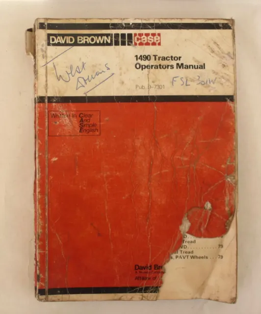 David Brown Case 1490 Tractor Operators Manual