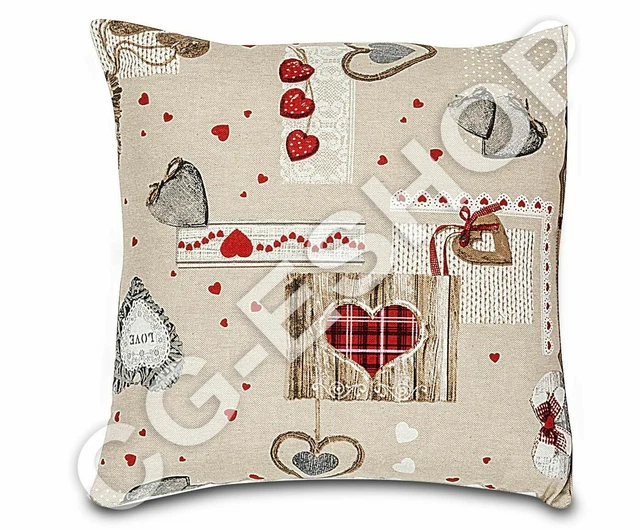 Coppia Cuscini Tirolesi Marmolada 40x40 Cm - Bianco E Rosso, Cotone, Made In Italy