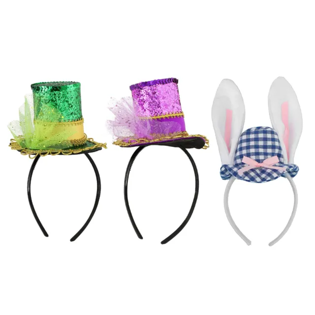 Unisex Rabbit Party Headwear Stage Headband Gold Top Hat Halloween Shiny Frame