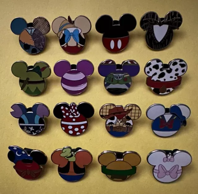 Disney Pin Mickey Icon Mystery Set Lot of 16 Marie Cheshire Cat Jack Sally Pluto