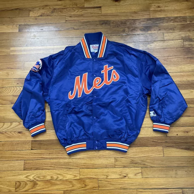 90s VTG Starter MLB Diamond Collection New York Mets Satin Bomber Jacket Size XL
