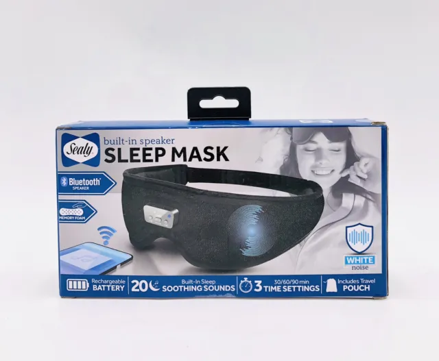 Máscara de diadema para dormir Sealy con altavoz Bluetooth y 20 sonidos de ruido blanco A