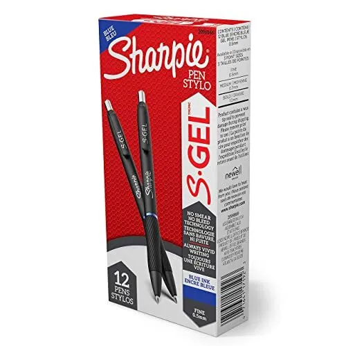 SHARPIE S- Pens Fine Point 0.5mm Blue Ink Pen 12 Count