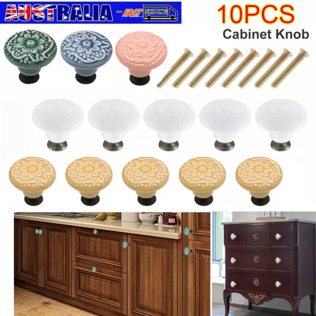 10 X Kitchen Knobs Cabinet Pulls Ceramic Handles Cupboard Drawer Door Furniture