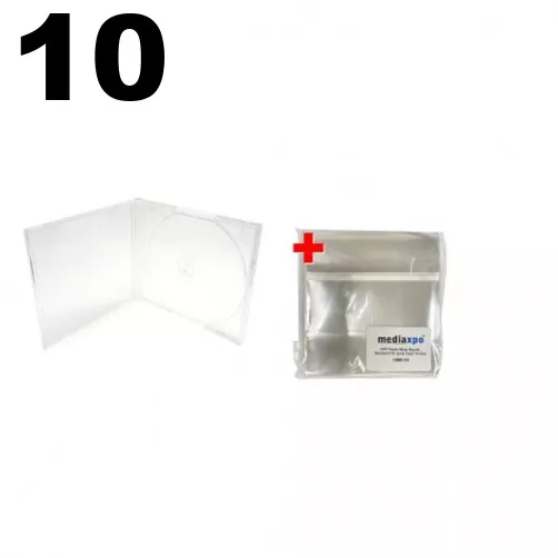 10 STANDARD Clear Single VCD PP Poly Cases 10.4MM & 100 OPP Bags