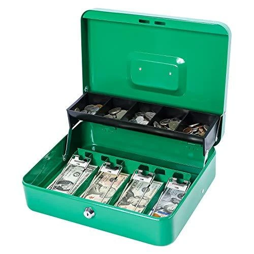 Locking Cash Box with Lock,Money Box with Cash Tray,Lock Safe Box