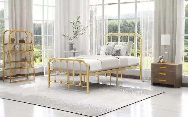 Twin Size Elevate Your Bedroom Design with a Contemporary Metal Bed Frame