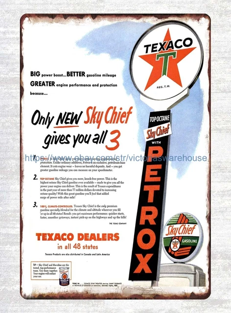 garden made reproductions 1955 Texaco Sky Chief metal tin sign