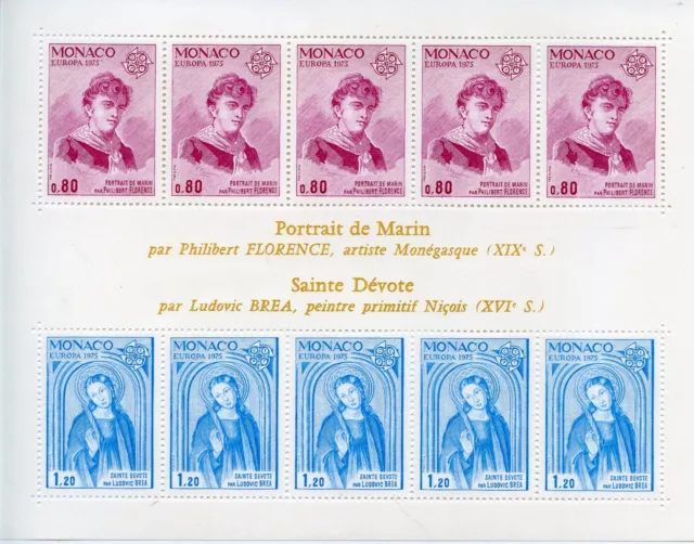 Bloc Timbre Monaco Neuf N° 10 ** Europa 1975 Portrait De Marin / Art Cote 55 €