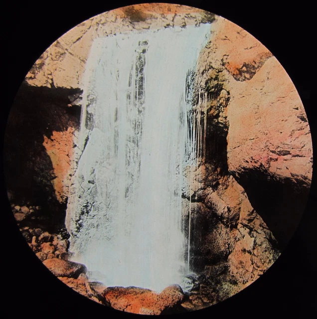Glas magische Laterne Rutsche WASSERFALL AM PULL C1890 FOTO CORNWALL
