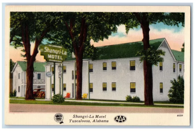 c1940 Shangri-La Motel & Restaurant Building Signage Tuscaloosa Alabama Postcard
