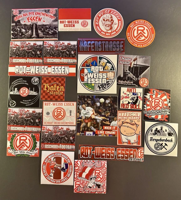 AUFKLEBER MIX ULTRAS Rot Weiss Essen 24x Fanszene Sticker Sammlung RWE
