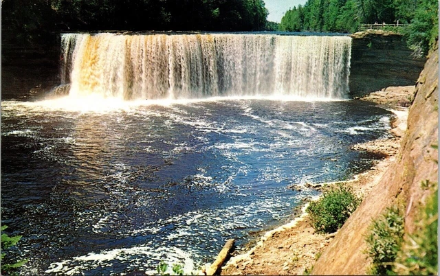 Upper Falls Tahquamenon River Michigan Upper Peninsula Postcard VTG UNP Vintage