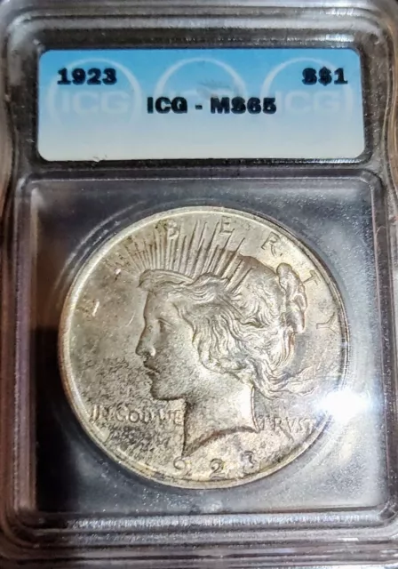 1923-P Peace Silver Dollar $1 ICG MS65 US Silver