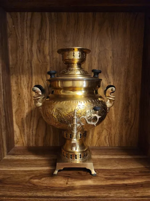 Rare Antique Late 19th Century Imperial Russian Brass Samovar