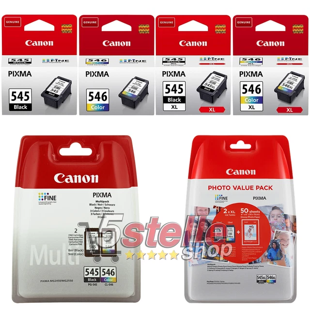 Cartucce Originali Nero/Colore Canon Pg-545/Pg-545Xl Cl-546/Cl-546Xl A Scelta