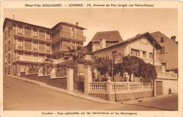 Cpa 65 Lourdes Hotel Villa Soulagnet Avenue De Pau