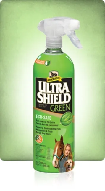Ultra Shield ULTRASHIELD Green 32 oz Natural Horse Equine Dog Fly Spray