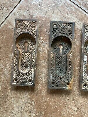 3 Large Vintage Art Nouveau  brass Door Plates 3