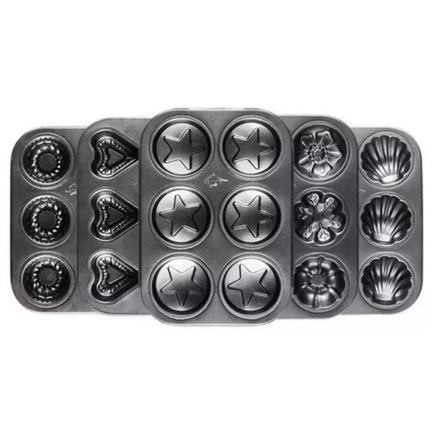 6 Cups Muffin Cake Pan Baking Tray Tin Star Heart Cupcake Mould Mold Bakeware